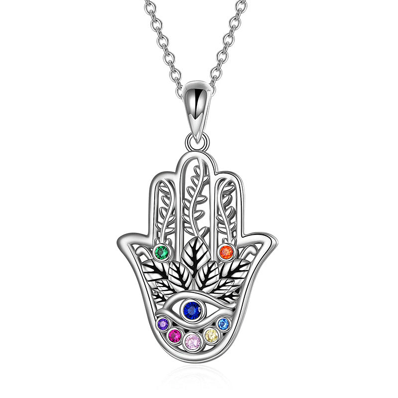 Collar palma de tarot en plata 925, símbolo de intuición, destino y energía esotérica