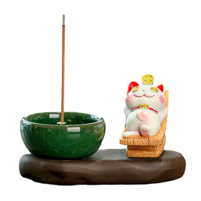 Porta Incienso Gato de la Suerte – Energía Zen y Armonía Espiritual