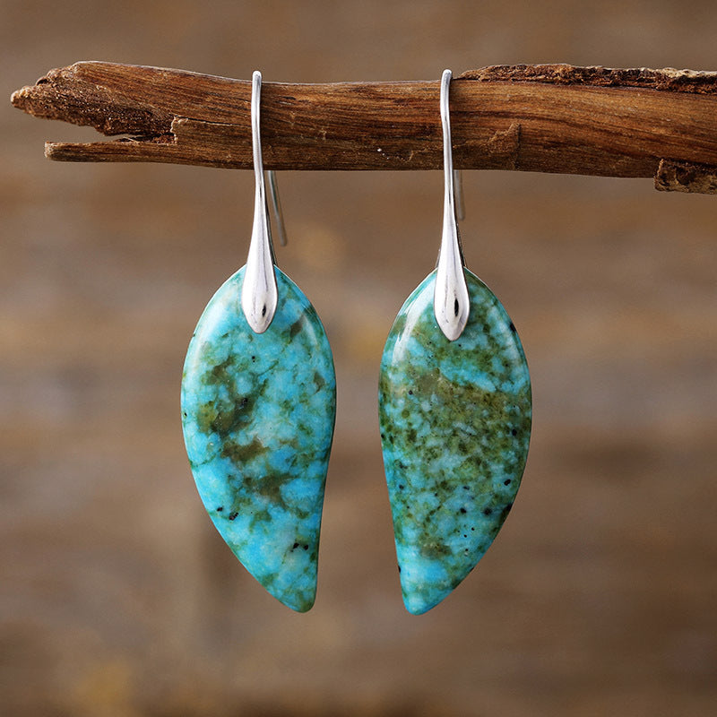 Serenidad y Comunicación: Pendientes Gota de Crisocola Natural