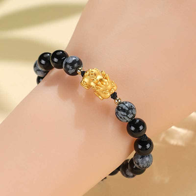 Pulsera de Ágata Negra con Pixiu de Plata: Protección y Prosperidad Espiritual