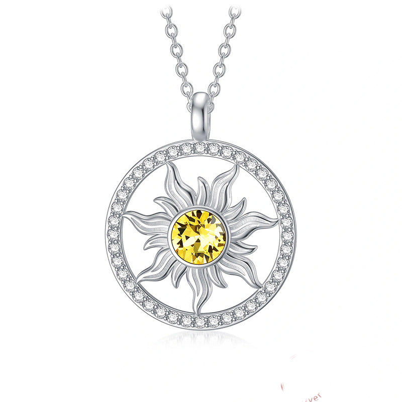 Collar sol en plata 925, símbolo de luz interior, energía vital y renovación personal