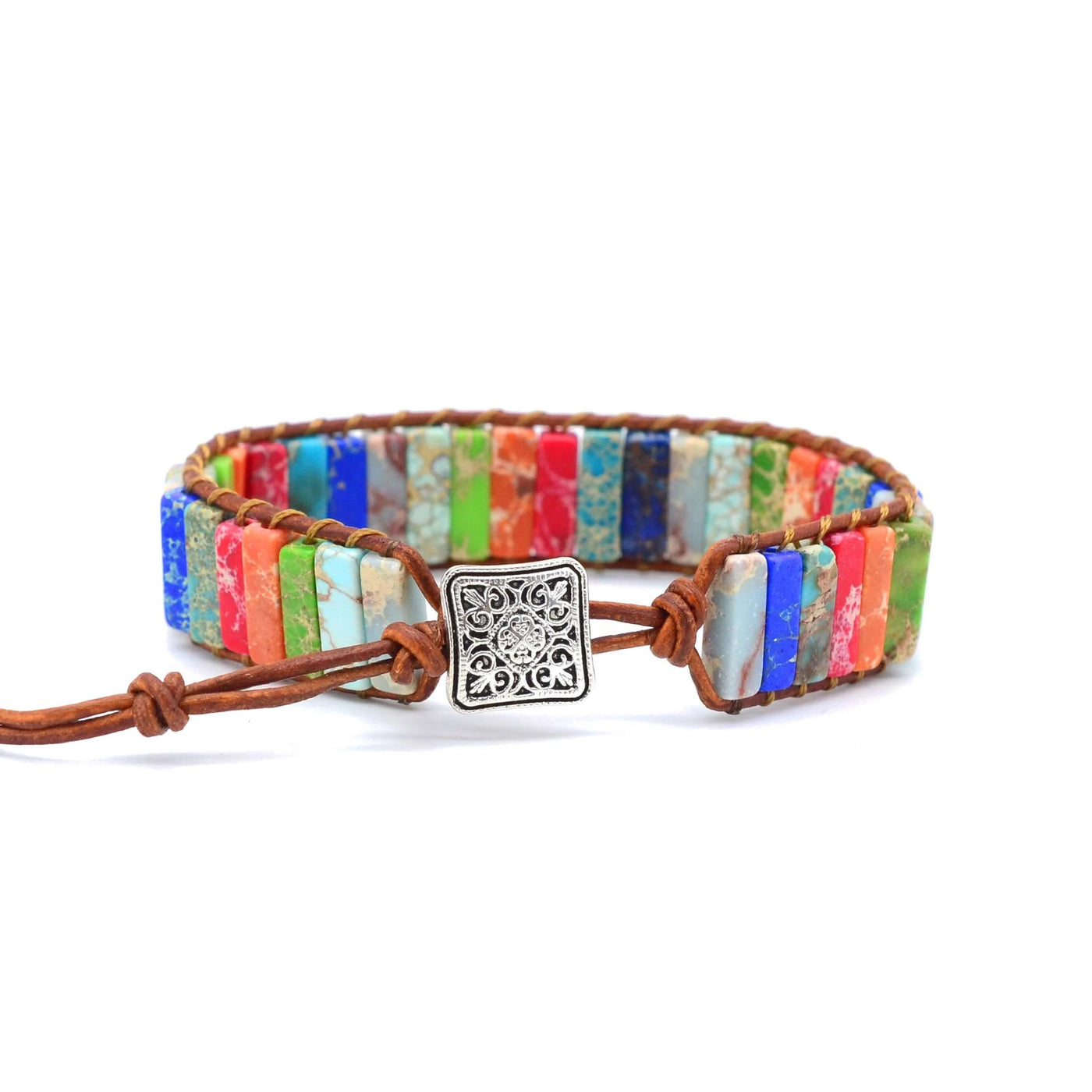 Pulsera de Piedra Imperial Multicolor Trenzada