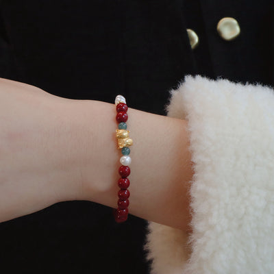 Pulsera de energía vital con cinabrio y jadeíta: protección y armonía
