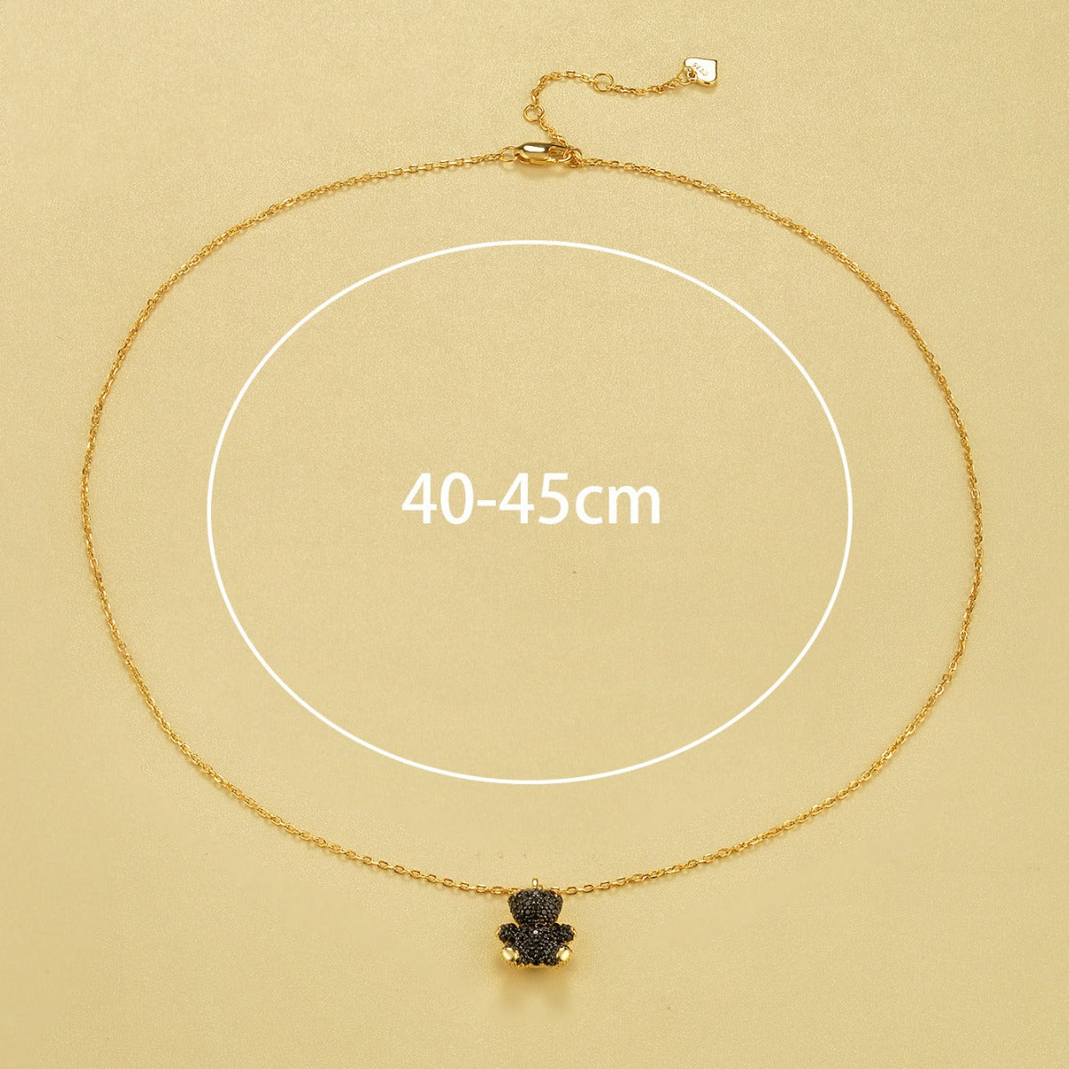 Collar de oso brillante en plata 925 bañado en oro de 14 quilates