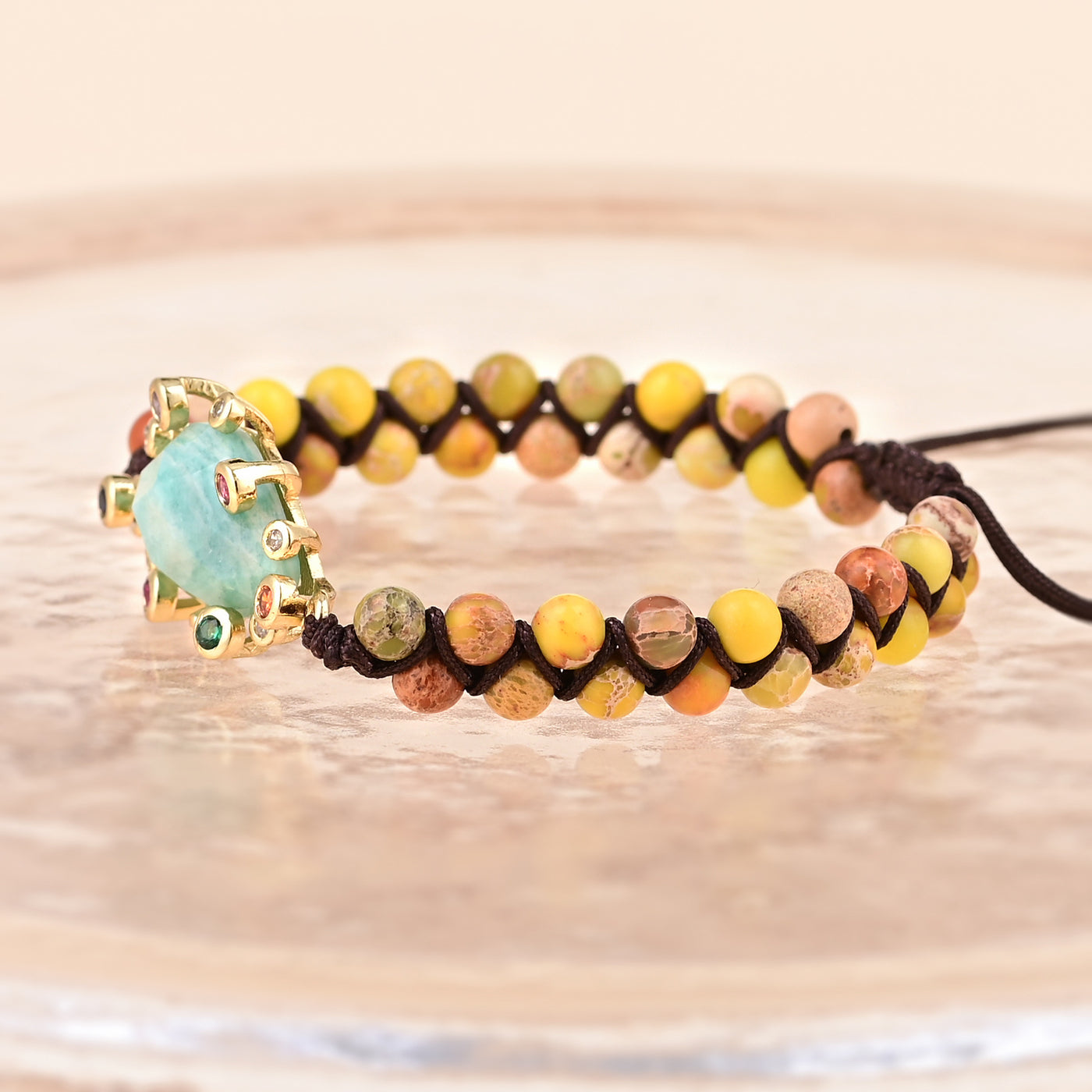 Pulsera de Amazonita con Cristales Multicolores