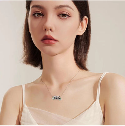 Collar panda en plata 925, diseño delicado de inspiración china