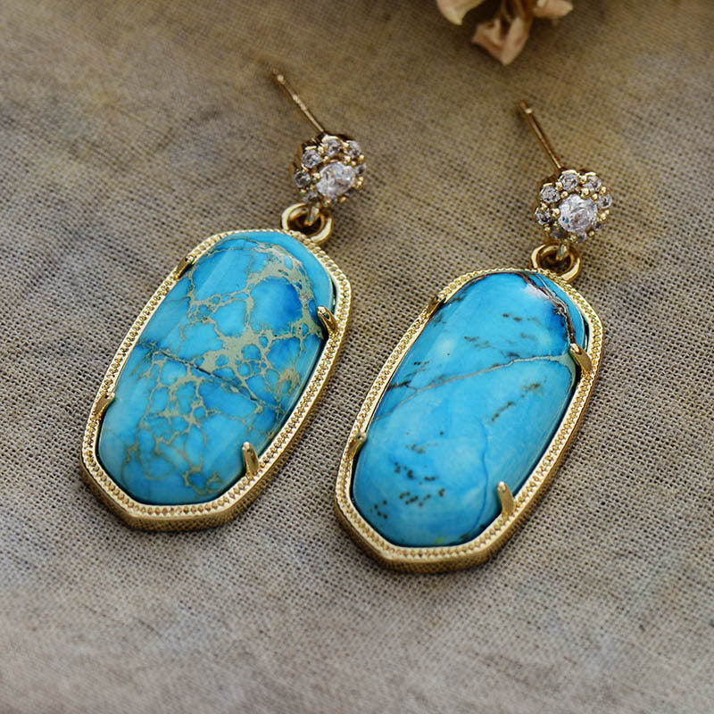 Vitalidad y Claridad Interior: Pendientes de Azurita Azul y Jaspe Amarillo