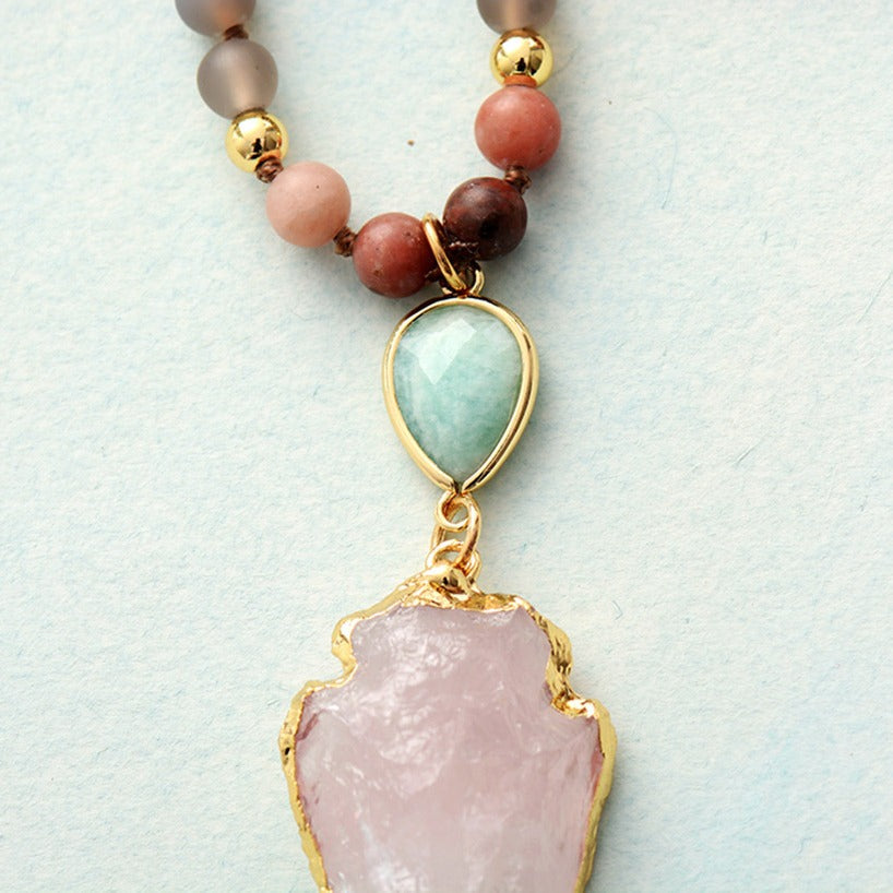 Protección y Claridad: Collar Flecha de Cristal de Piedra Natural