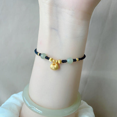 Pulsera de Buenas Energías con Cuentas Doradas y Trenzado