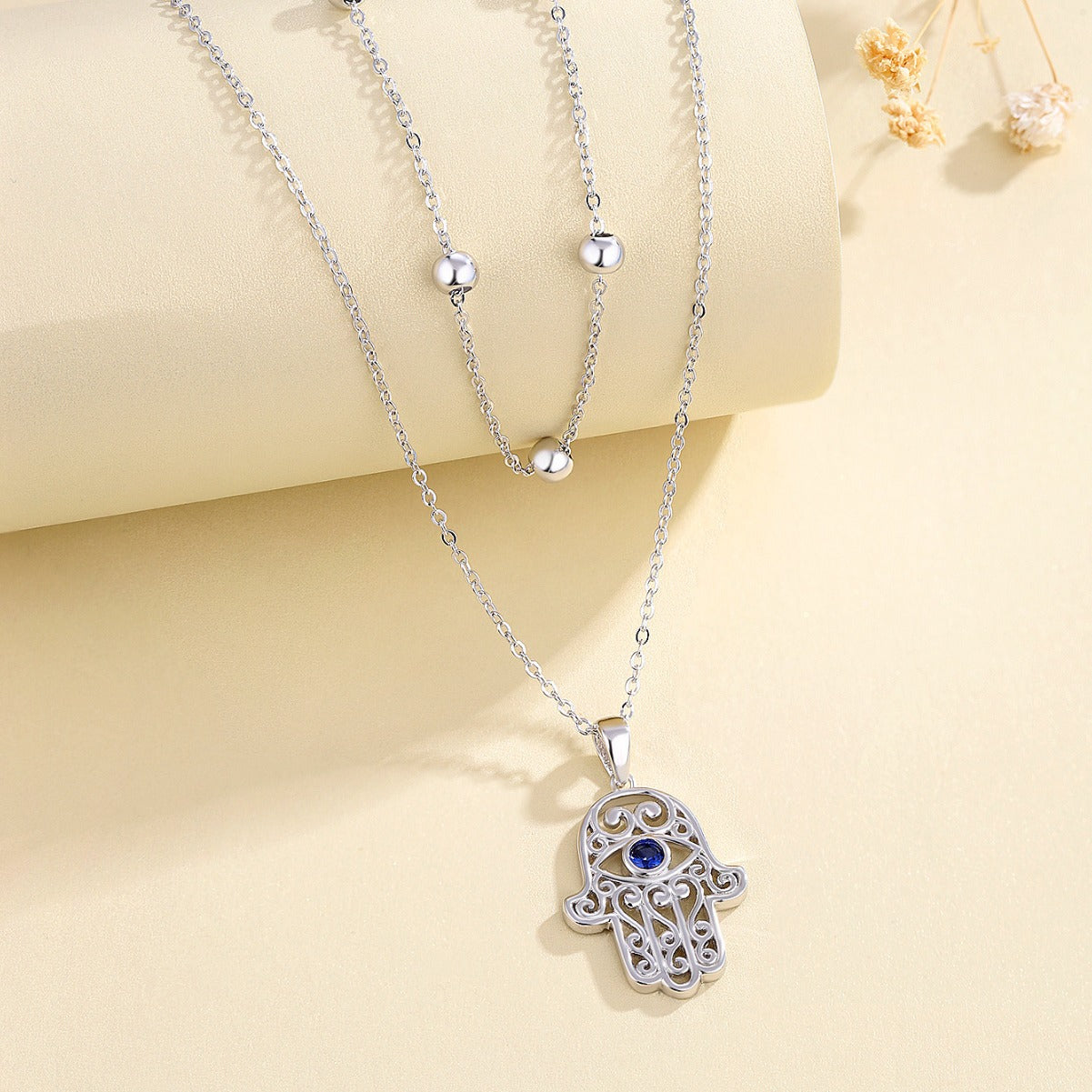 Collar Mano de Fátima con Lapis-Lázuli en plata 925, protección y sabiduría interior