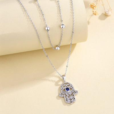 Collar Mano de Fátima con Lapis-Lázuli en plata 925, protección y sabiduría interior