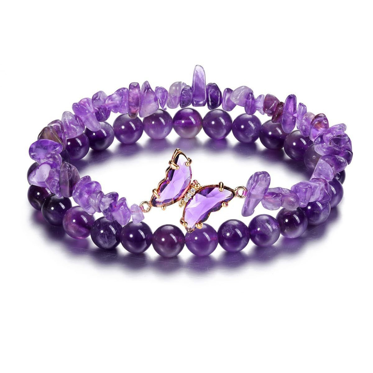 Pulsera de Transformación y Energía con Mariposa y Piedras Naturales