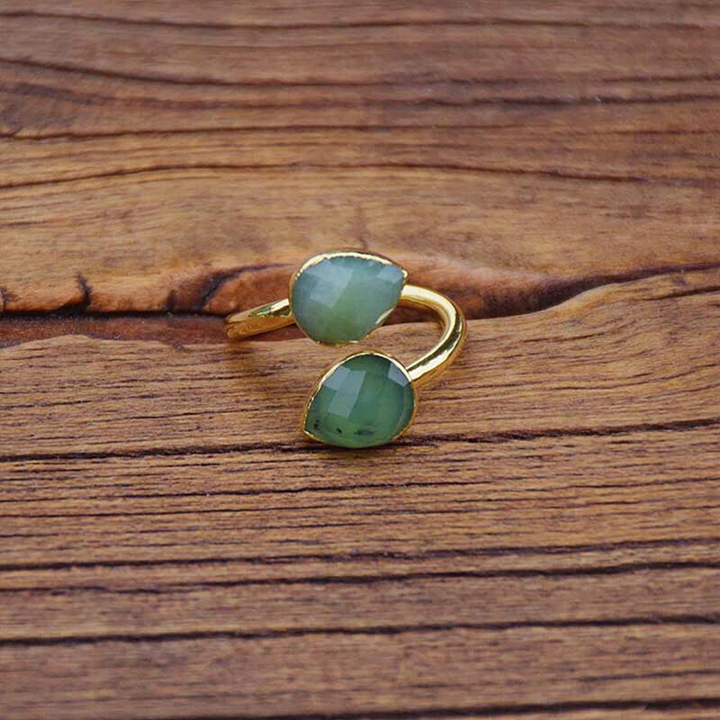 Anillo ajustable de jade verde natural, armonía flexible y energía positiva