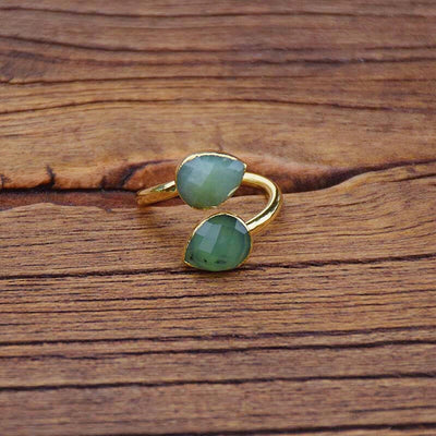 Anillo ajustable de jade verde natural, armonía flexible y energía positiva