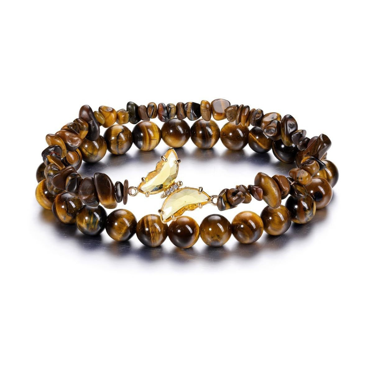 Pulsera de Transformación y Energía con Mariposa y Piedras Naturales