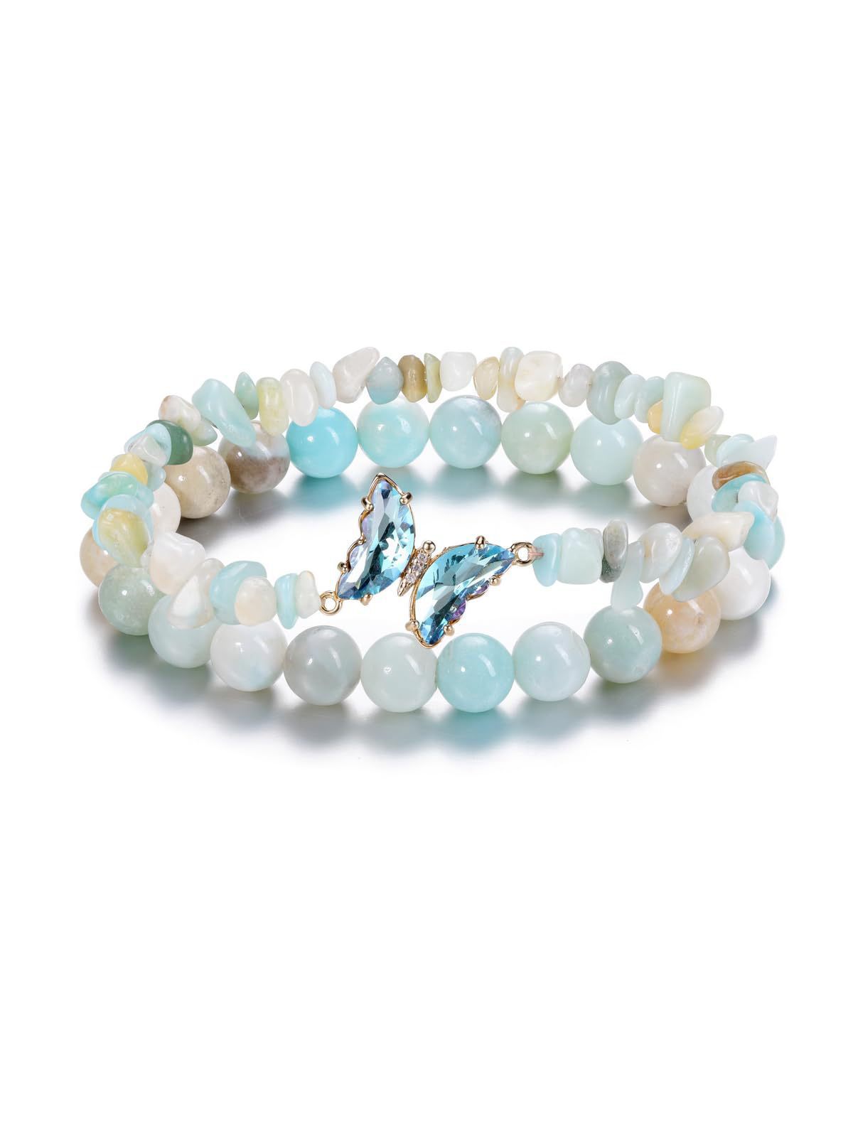 Pulsera de Transformación y Energía con Mariposa y Piedras Naturales