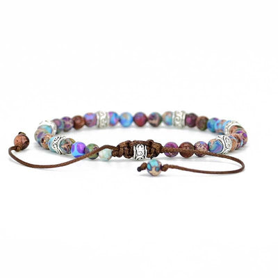 Pulsera de Piedra Emperador Morada con Detalles Plateados