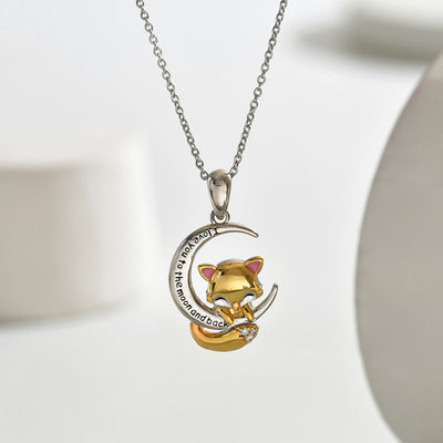 Collar zorro y luna en plata 925, encanto místico y estilo de alta gama