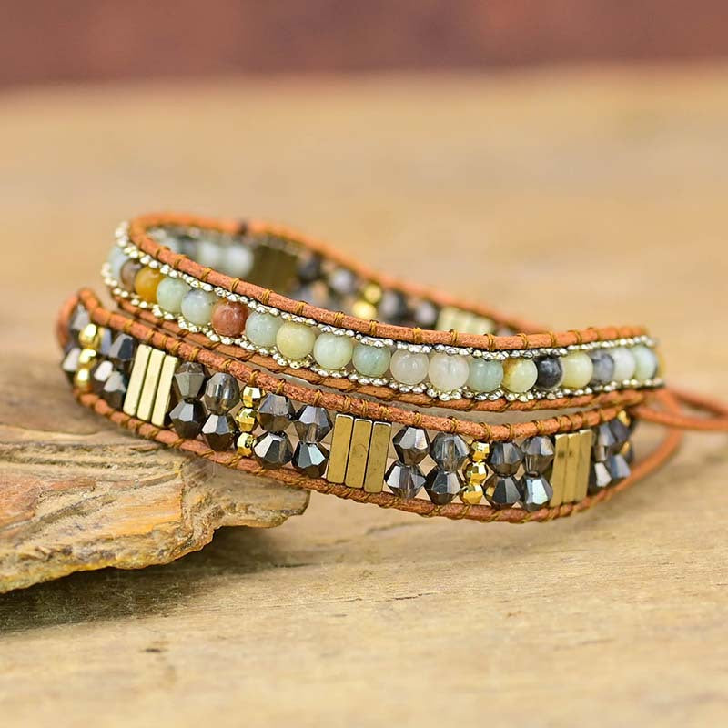 Pulsera de dos capas con hematita y colgante del árbol de la vida, protección y crecimiento consciente