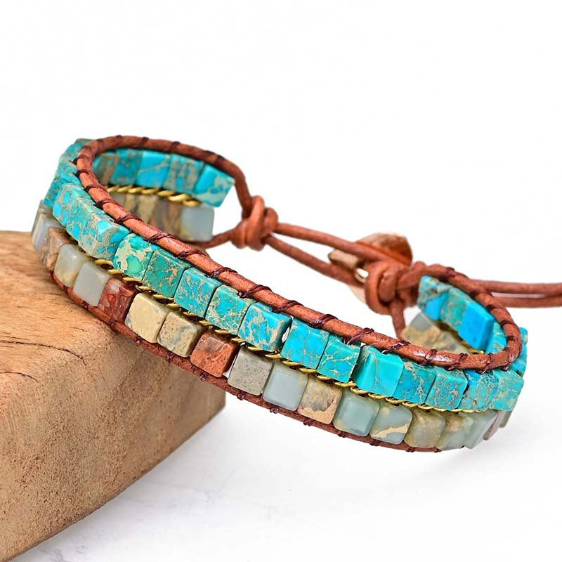 Pulsera de piedra Shoushan y turquesa, armonía entre tierra y cielo