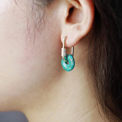 Pendientes de Turquesa Natural, Cobre y Circonita: Armonía y Estilo a tu Medida