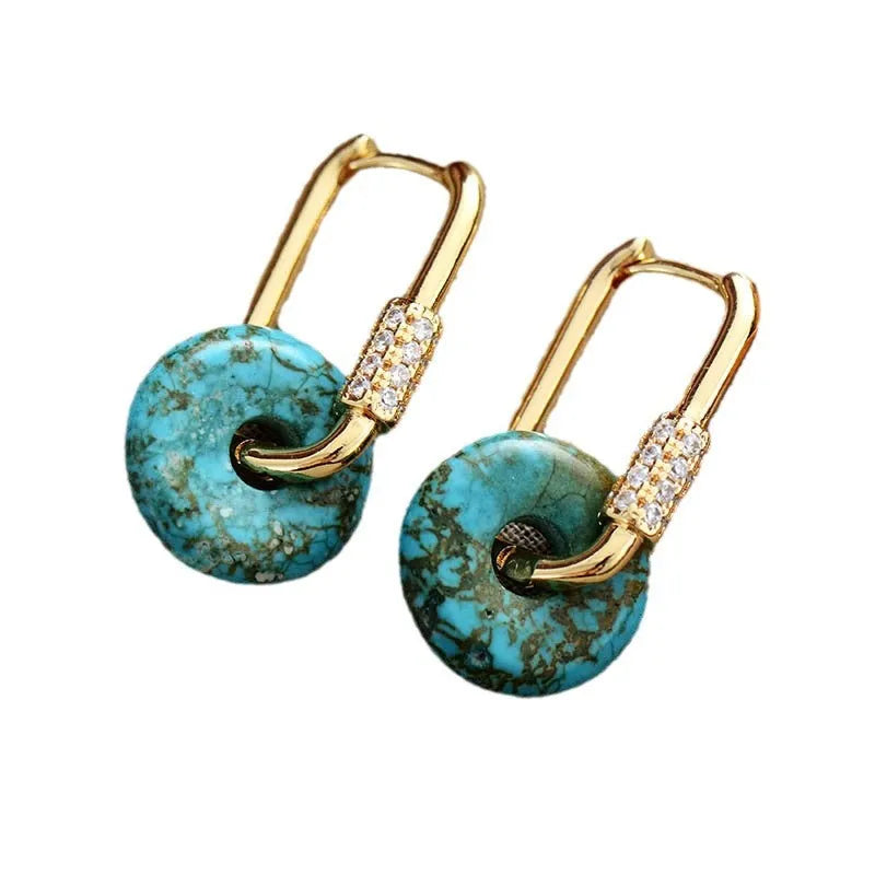 Pendientes de Turquesa Natural, Cobre y Circonita: Armonía y Estilo a tu Medida