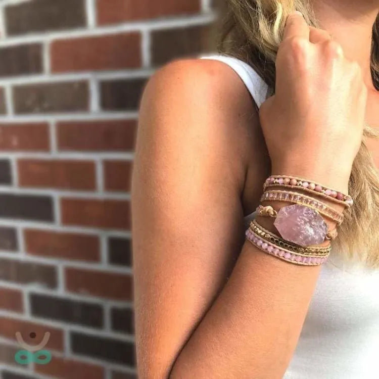 Precioso brazalete de cuarzo rosa