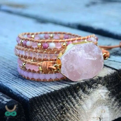 Precioso brazalete de cuarzo rosa
