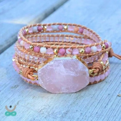 Precioso brazalete de cuarzo rosa