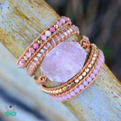 Precioso brazalete de cuarzo rosa