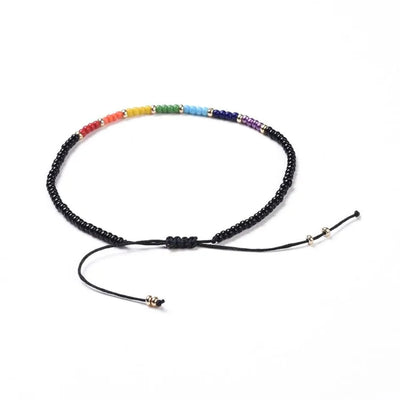 Pulsera 7 Chakras de colores con hilo de nylon ajustable y perlas de semillas