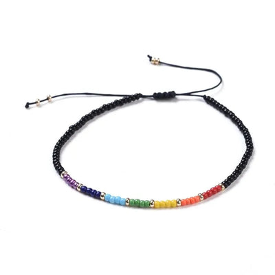 Pulsera 7 Chakras de colores con hilo de nylon ajustable y perlas de semillas