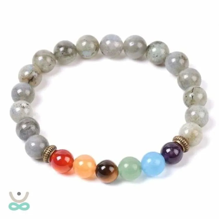 Pulsera 7 chakras en perlas de labradorita