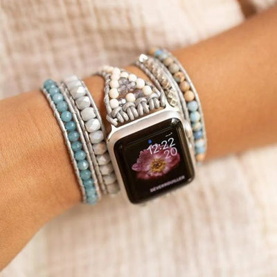 Pulsera Apple Watch Howlita y aguamarina