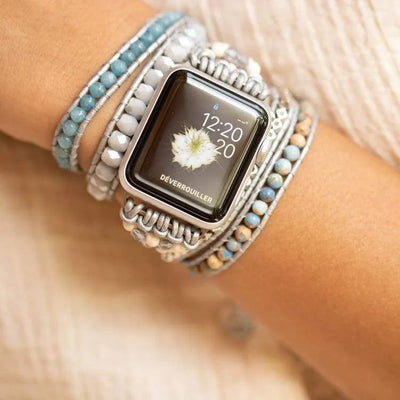 Pulsera Apple Watch Howlita y aguamarina