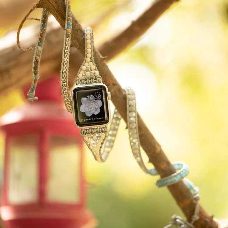 Pulsera Apple Watch Howlita y aguamarina