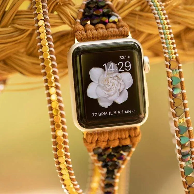 Pulsera Apple Watch Wrap Hematita y Corazón