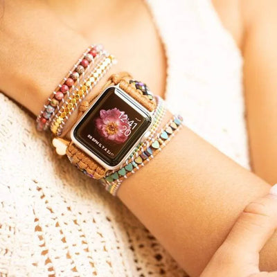 Pulsera Apple Watch Wrap Hematita y Corazón