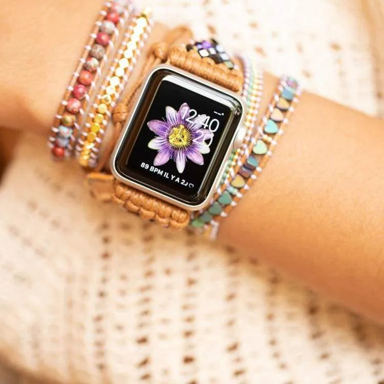 Pulsera Apple Watch Wrap Hematita y Corazón