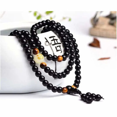 Pulsera Budista Mala con Dragón Fluorescente – Protección, Energía y Prosperidad