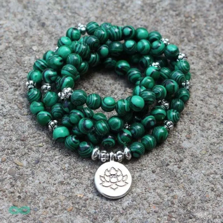 Pulsera Mala 108 perlas de malaquita