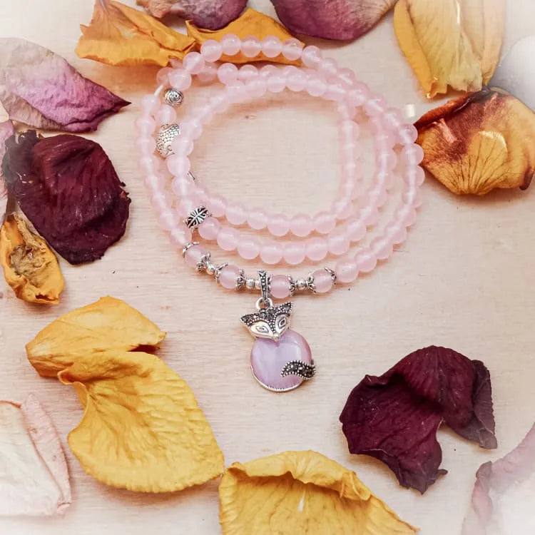 Pulsera Mala de Cuarzo Rosa – Amor y Armonía Espiritual