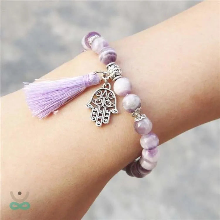 Pulsera "Mano Protectora" de piedra de cristal de amatista