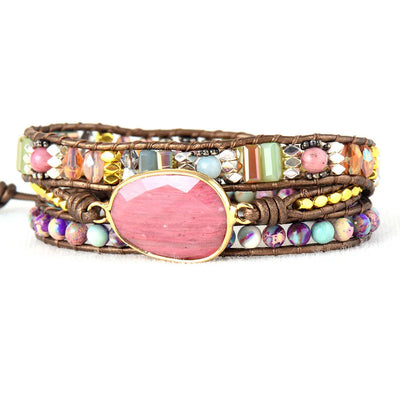 Pulsera Multicapa Bohemia con Cuarzo Rosa