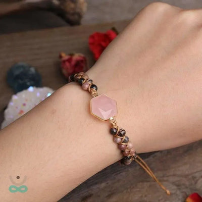 Pulsera "Suavidad" de cuarzo rosa y rodonita