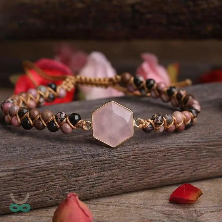 Pulsera "Suavidad" de cuarzo rosa y rodonita