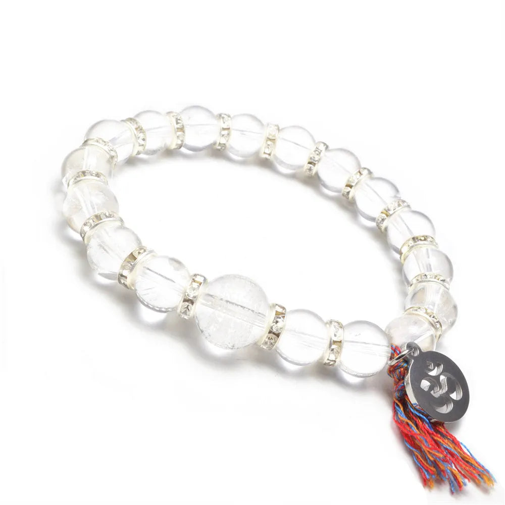 Pulsera Tibetana de Cristal Natural Grabado – Elegancia y Energía en una Joya Única