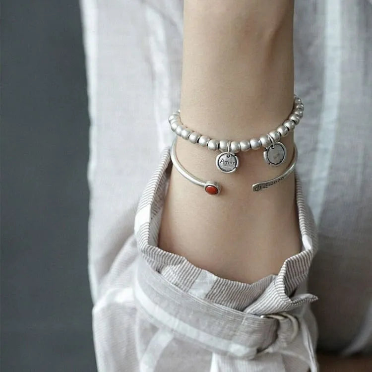 Pulsera abierta Serenity de plata de ley 925