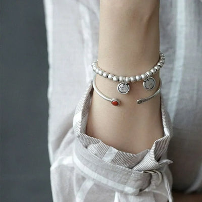 Pulsera abierta Serenity de plata de ley 925