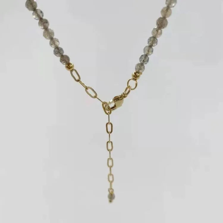 Pulsera ajustable de labradorita facetada